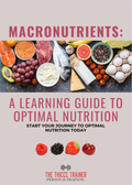 Book cover of 'Macronutrients: A Learning Guide to Optimal Nutrition' with food images and text.